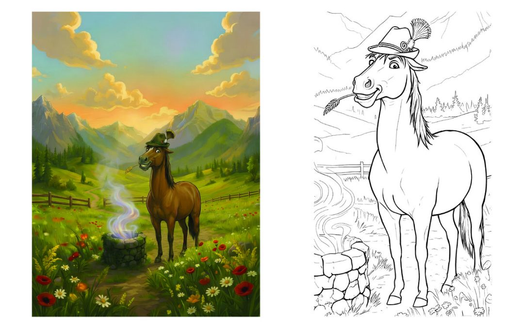 Otto the Horse Colouring Sheet – Wishing Well