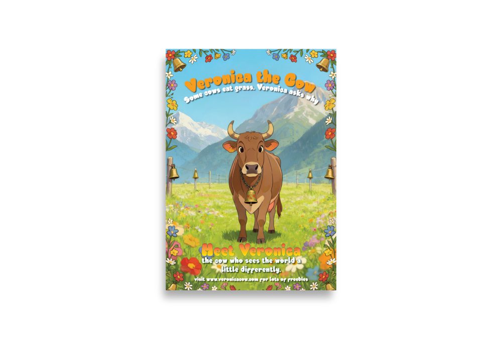 Veronica the Cow — Alpine Meadow A2 Poster